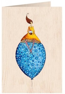 KARNET DREWNIANY C6 + KOPERTA KOBIETA NA BALONIE