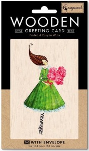 KARNET DREWNIANY C6 + KOPERTA KOBIETA Z BUKIETEM