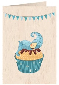 KARNET DREWNIANY C6 + KOPERTA NARODZINY CHŁOPIEC