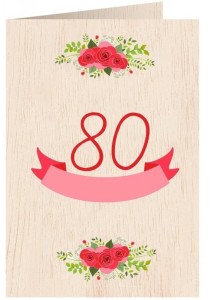 KARNET DREWNIANY C6 + KOPERTA URODZINY 80