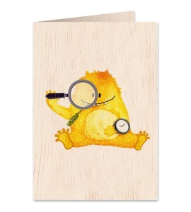 KARNET DREWNIANY C6 + KOPERTA MISIEK Z LUPĄ