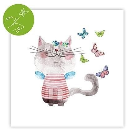 Karnet kwadrat z latającym motylkiem Kot