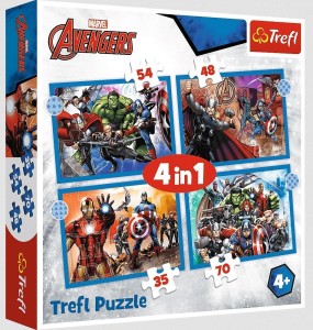PUZZLE 4W1 ODWAŻNI AVENGERSI TREFL, TREFL