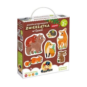 PUZZLE PROGRESYWNE ZWIERZĄTKA W LESIE 2+