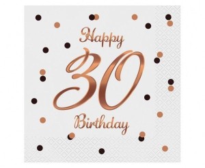 SERWETKI B&C HAPPY 30 BIRTHDAY BIAŁE 33X33CM 20SZT