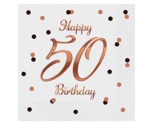 SERWETKI B&C HAPPY 50 BIRTHDAY BIAŁE 33X33 20SZT