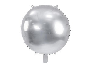 BALON FOLIOWY OKRĄGŁY PASTYLKA 59CM SREBRNY