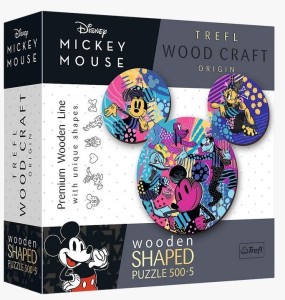 PUZZLE 500+5 DREWNIANE KONTRUOWE KULTOWA MICKEY