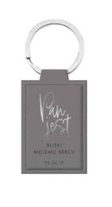 BRELOK SKÓRZANY - PAN JEST BLISKI, SZARON