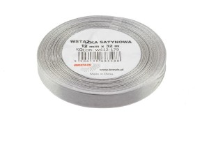 WSTĄŻKA SATYNOWA SREBRNA 12MMX32M