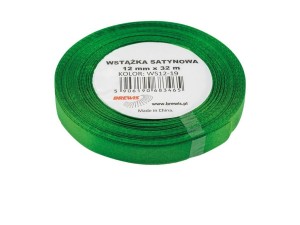 WSTĄŻKA SATYNOWA ZIELONA 12MMX32M