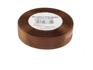 WSTĄŻKA SATYNOWA BRĄZOWA 25MMX32M