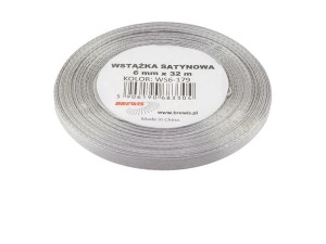 WSTĄŻKA SATYNOWA SREBRNA 6MMX32M 2SZT