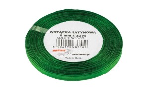 WSTĄŻKA SATYNOWA ZIELONA 6MMX32M 2SZT