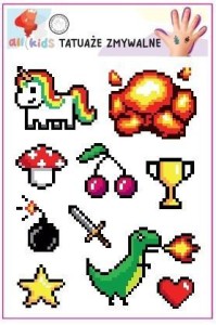TATUAŻE ZMYWALNE DLA DZIECI PIKSELE, ALL4KIDS