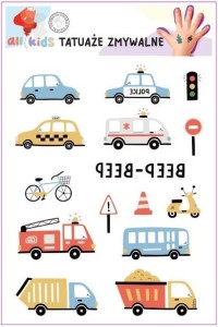 TATUAŻE ZMYWALNE DLA DZIECI AUTA, ALL4KIDS