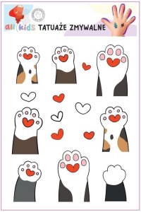 TATUAŻE ZMYWALNE DLA DZIECI KOCIE ŁAPKI, ALL4KIDS