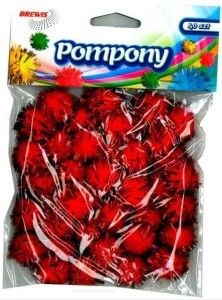 POMPONY METALICZNE CZERWONE 2CM