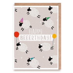 KARTKA URODZINOWA OWCE HAPPY BEERTHDAY
