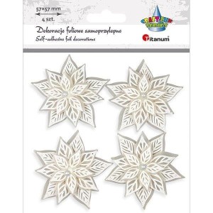 DEKORACJE SAMOPRZYLEPNE 3D POINSENCJE BIAŁE 4SZT