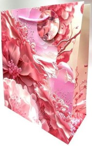 TOREBKA OZDOBNA MATOWA 26X32X12CM RÓŻOWE KWIATY