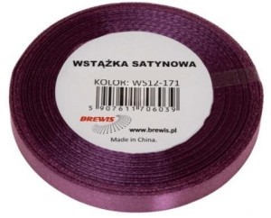 WSTĄŻKA SATYNOWA ŚLIWKOWA 12MM X 32M