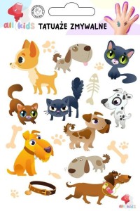TATUAŻE ZMYWALNE DLA DZIECI PSY I KOTY, ALL4KIDS