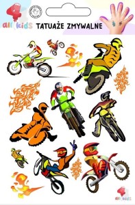TATUAŻE ZMYWALNE DLA DZIECI MOTORY I MOTOCYKLIŚCI