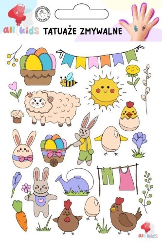 Tatuaże zmywalne dla dzieci Wielkanoc 2, All4Kids