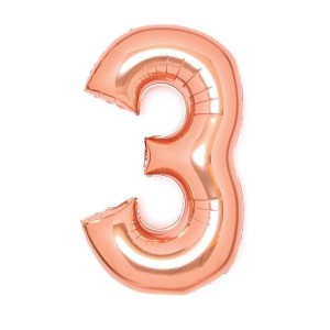 BALON FOLIOWY CYFRA 3 RÓŻOWE ZŁOTO 50X66CM