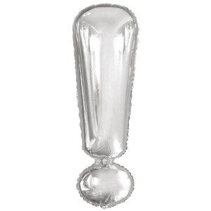 BALON FOLIOWY ZNAK ! SREBRNY 28X86CM