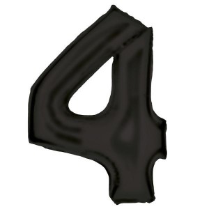 BALON FOLIOWY CYFRA 4 SATYNOWA CZARNA 86CM