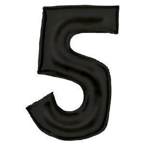 BALON FOLIOWY CYFRA 5 SATYNOWA CZARNA 86CM