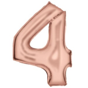 BALON FOLIOWY CYFRA 4 SATYNOWA RÓŻOWE ZŁOTO 86CM