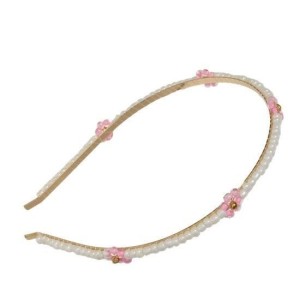 OPASKA Z PEREŁKAMI I RÓŻOWYMI KWIATUSZKAMI