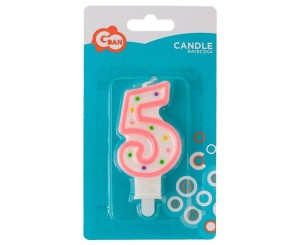 ŚWIECZKA CYFRA 5 Z KROPECZKAMI 7.5CM