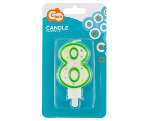 ŚWIECZKA CYFRA 8 Z KROPECZKAMI 7.5CM
