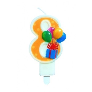 ŚWIECZKA URODZINOWA 8 Z BALONAMI