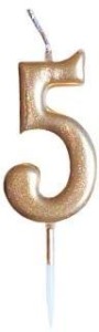 ŚWIECZKA URODZINOWA METALICZNA 5 ZŁOTA