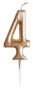 ŚWIECZKA URODZINOWA METALICZNA 4 ZŁOTA