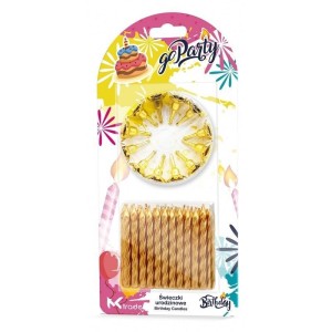 ŚWIECZKI URODZINOWE 12SZT ZŁOTE SPIRALNE