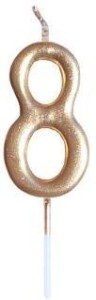 ŚWIECZKA URODZINOWA METALICZNA 8 ZŁOTA