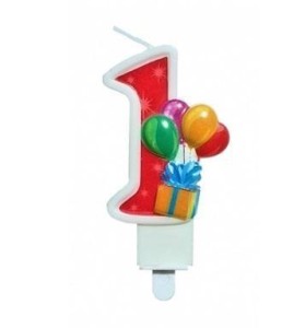 ŚWIECZKA URODZINOWA 1 Z BALONAMI