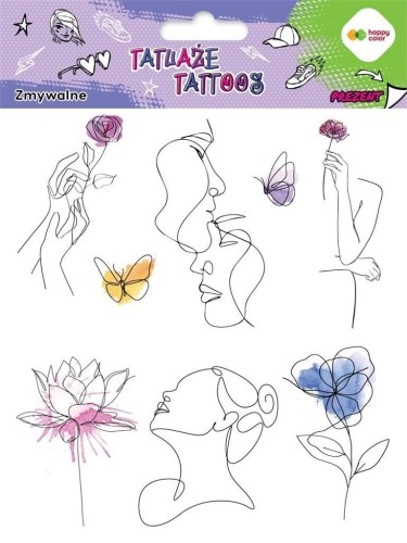 Tatuaże zmywalne Llineart + Aquarella HAPPY COLOR