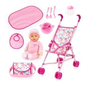 WÓZEK SPACERÓWKA Z LALKĄ I AKCESORIAMI BUGGY