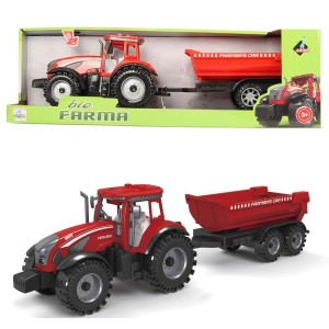 TRAKTOR Z CZERWONĄ PRZYCZEPĄ, ASKATO