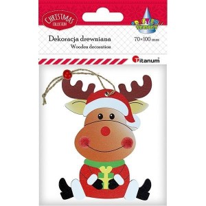 ZAWIESZKA DREWNIANA RENIFER SIEDZĄCY 72X98MM