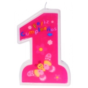ŚWIECZKA URODZINOWA 1 RÓŻOWA 11CM