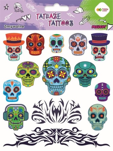 Tatuaże zmywalne Blue skulls HAPPY COLOR, GDD