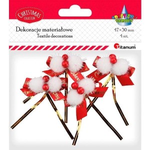 KOKARDA CZERWONA Z NAPISEM MERRY CHRISTMAS 4SZT